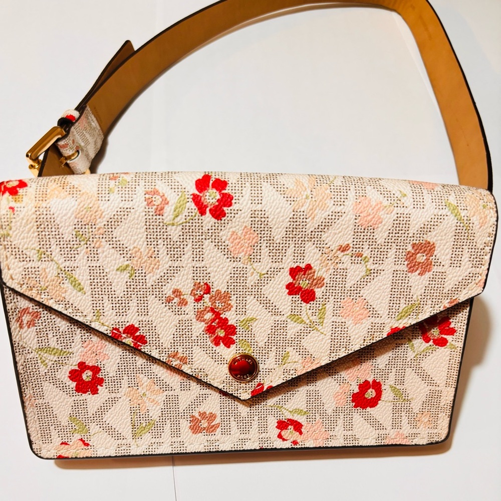 Michael Kors Floral Beige Clutch
